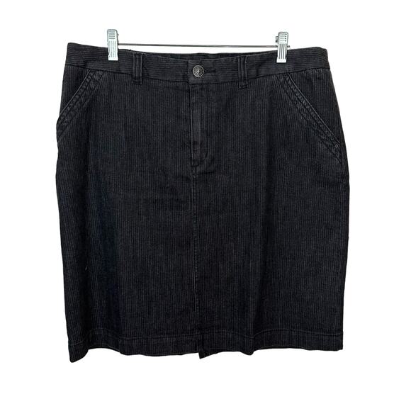Merona Womens Black Skirt Stretch Casual Preppy Academia‎ Size 14 Pockets Stripe - Picture 1 of 6